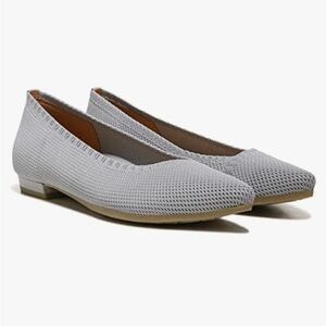 Vionic Dahlia Light Grey Knit Pointed Toe Ballet Flat 7.5